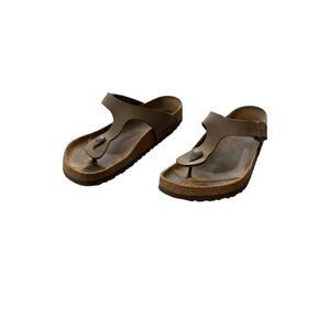 Birkenstock Gizeh Mens Mocha Brown Birko-Flor Thong Sandals Size 42 EU 9-9.5 US